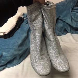 Claudia Glitter Sock Clear Heeled ankle boots
